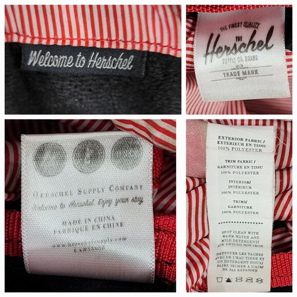 Herschel Backpack Retreat Large Little America Laptop Black Candystripe Red - Picture 4 of 12